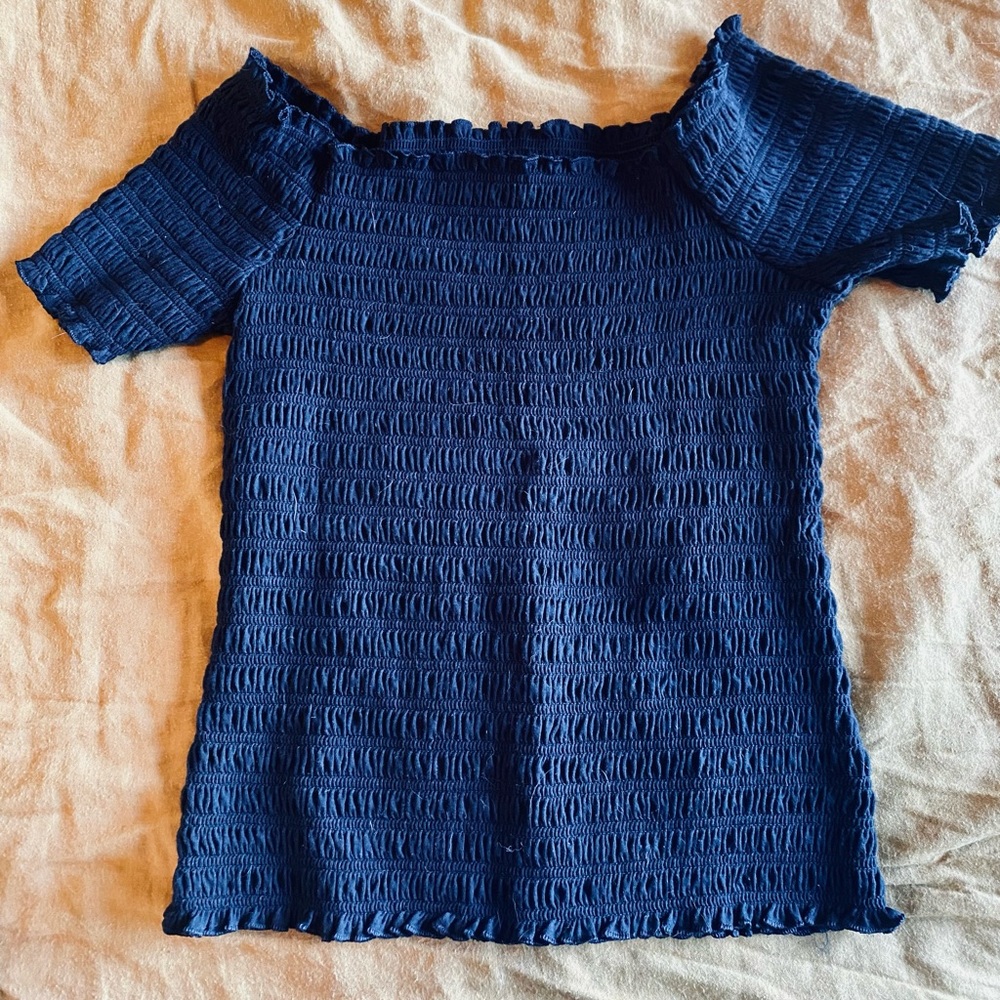 GAP Ruched Off the Shoulder Top (Black) - size XS